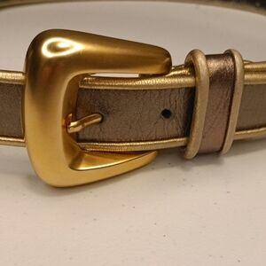 Suzi Roher Leather Bronze Gold Metallic Women's Belt Large 37"